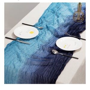 Cheesecloth Gauze Table Runner, Gradient Blue